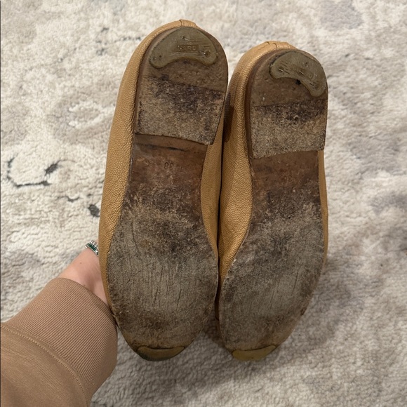 CHANEL Beige Leather Ballerina Flats - Picture 2 of 2